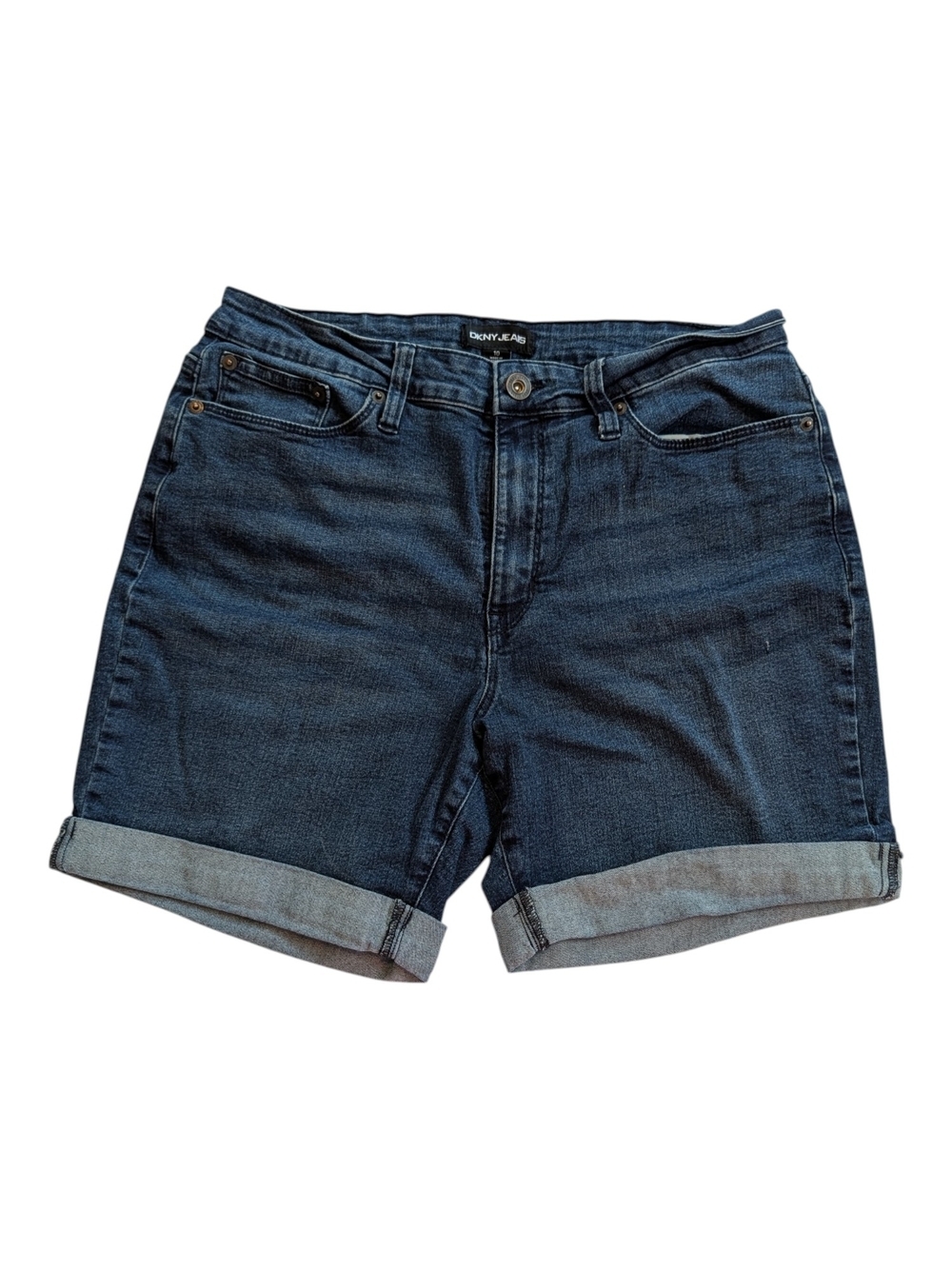 DKNY Dark Blue Rolled Cuff Denim Shorts